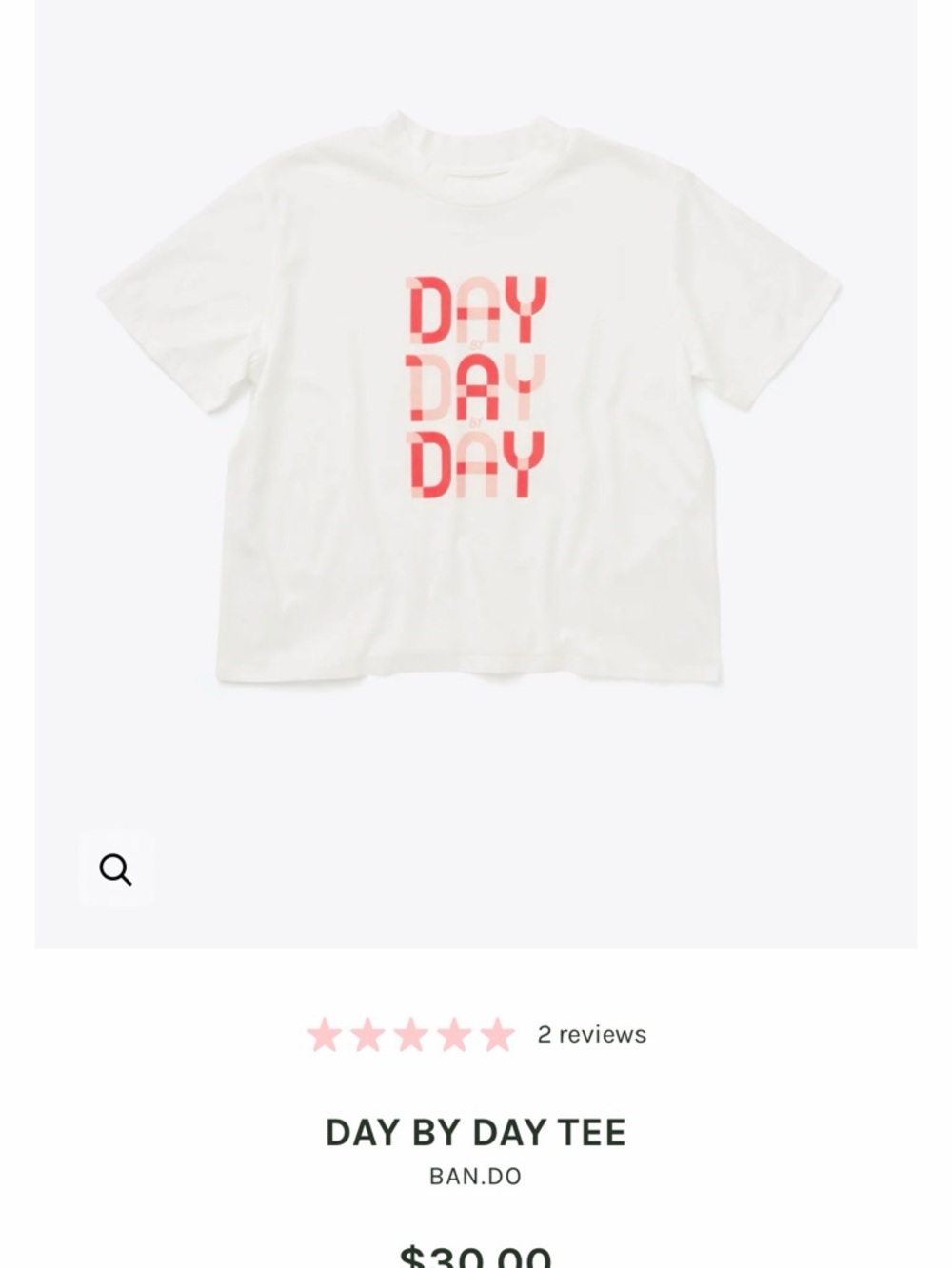 ban.do White Tee with Pink 'DAY DAY DAY' Graphic